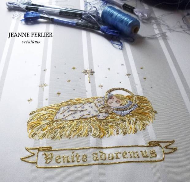 JEANNE PERLIER - Venite adoremus pall - achieved embroidery